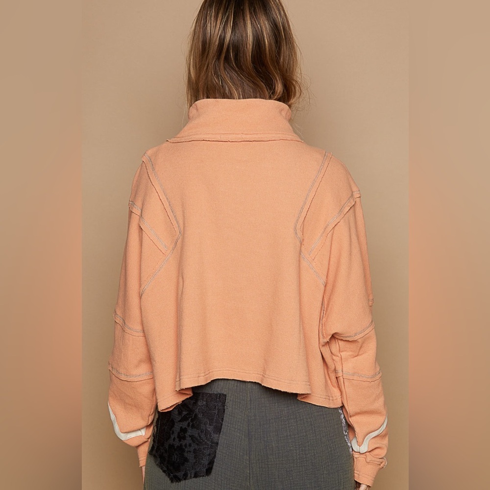 POL Peach Half-Zip Sweatshirt - Picture 3 of 4